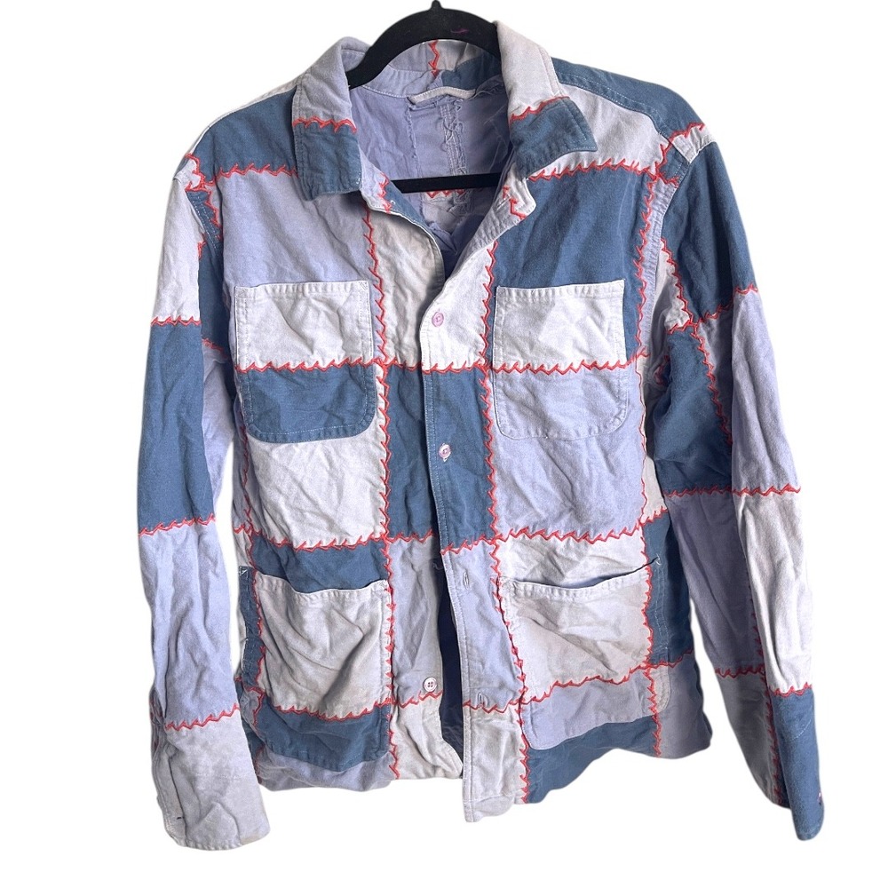 Urban‎ Outfitters Patchwork Utility Jacket Blue Red Stitching Size S